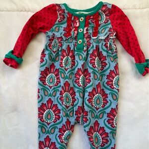 Matilda Jane Baby Jumpsuit with Red and Green Accents